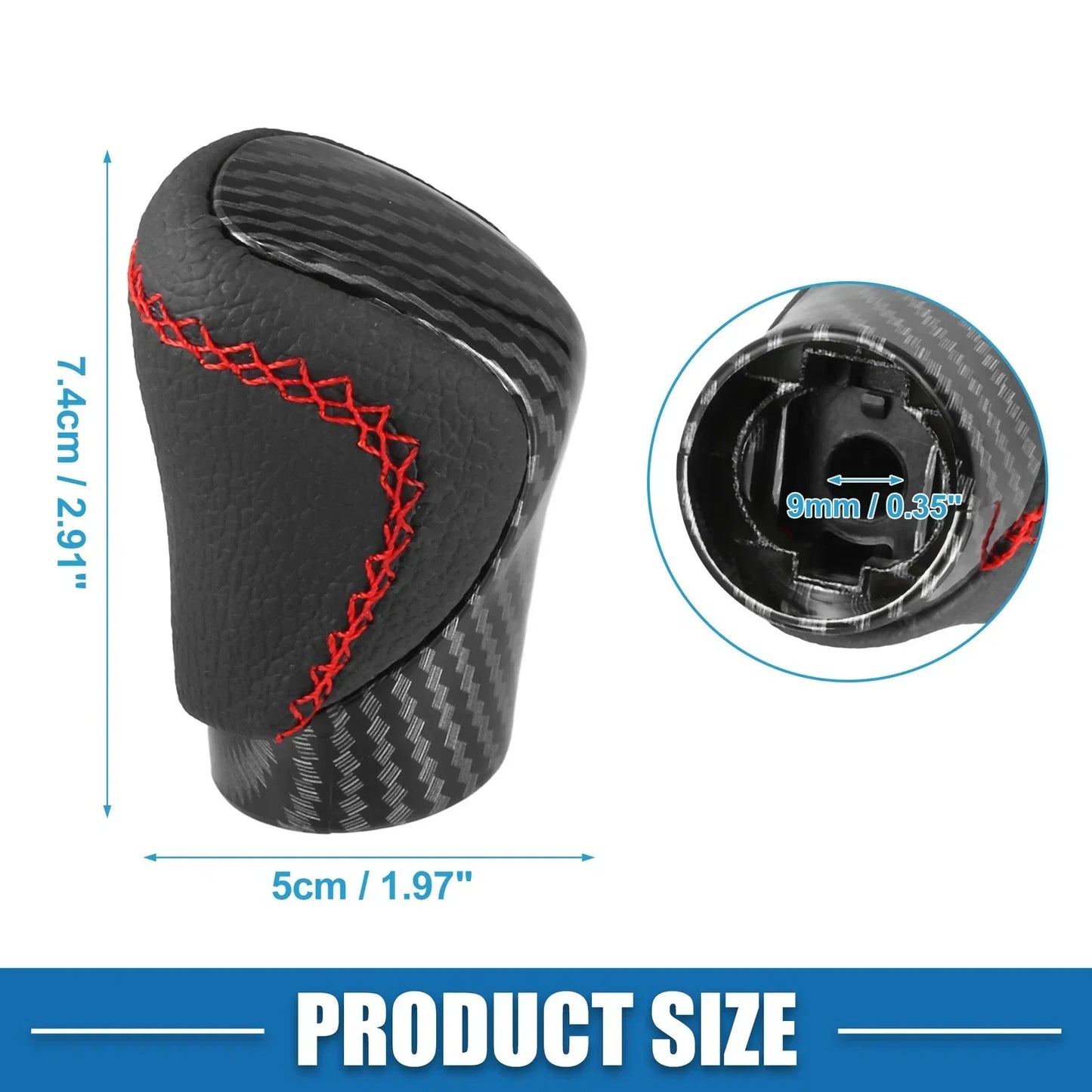 Gear Shift Knob for Lexus ES300h Carbon Fiber Black Faux Leather (2013-2018)