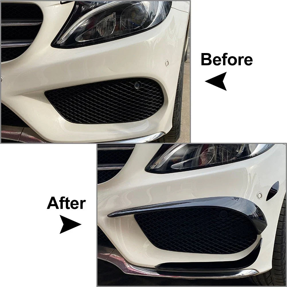 6 x Front Bumper Lip Spoiler Fins for Mercedes Benz C-Class W205 (2015-2018)