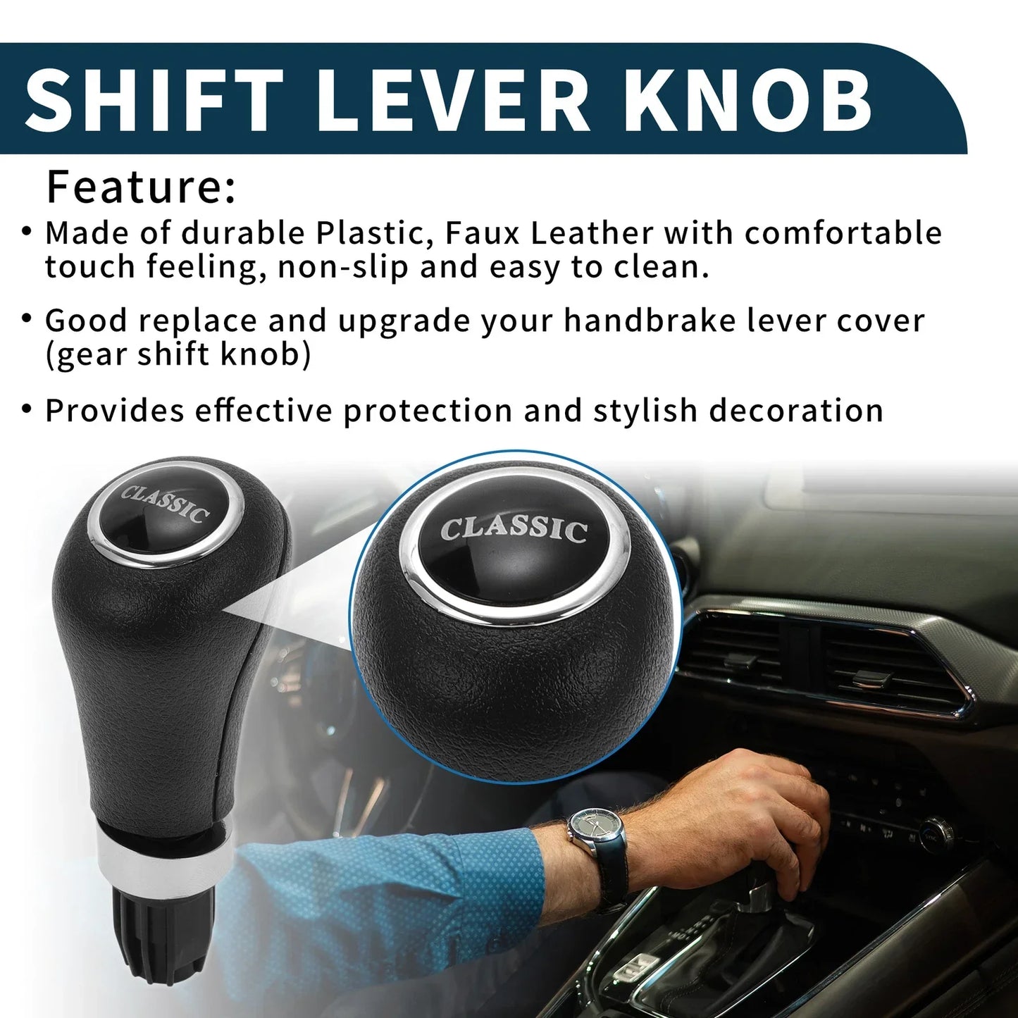 Automatic Gear Shifter Knob for Mercedes-Benz C-Class (2000-2019) Black Plastic