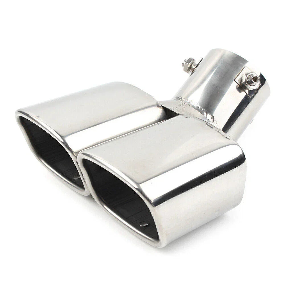 Dual Exhaust Pipe Tail Muffler Tip for Car - Chrome Throat Tailpipe