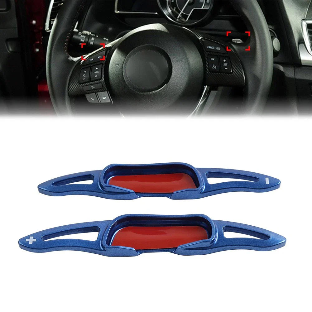 Blue Steering Wheel Shifter Paddle Extensions for Mazda 3 6 CX-3 CX-4 CX-5 MX-5