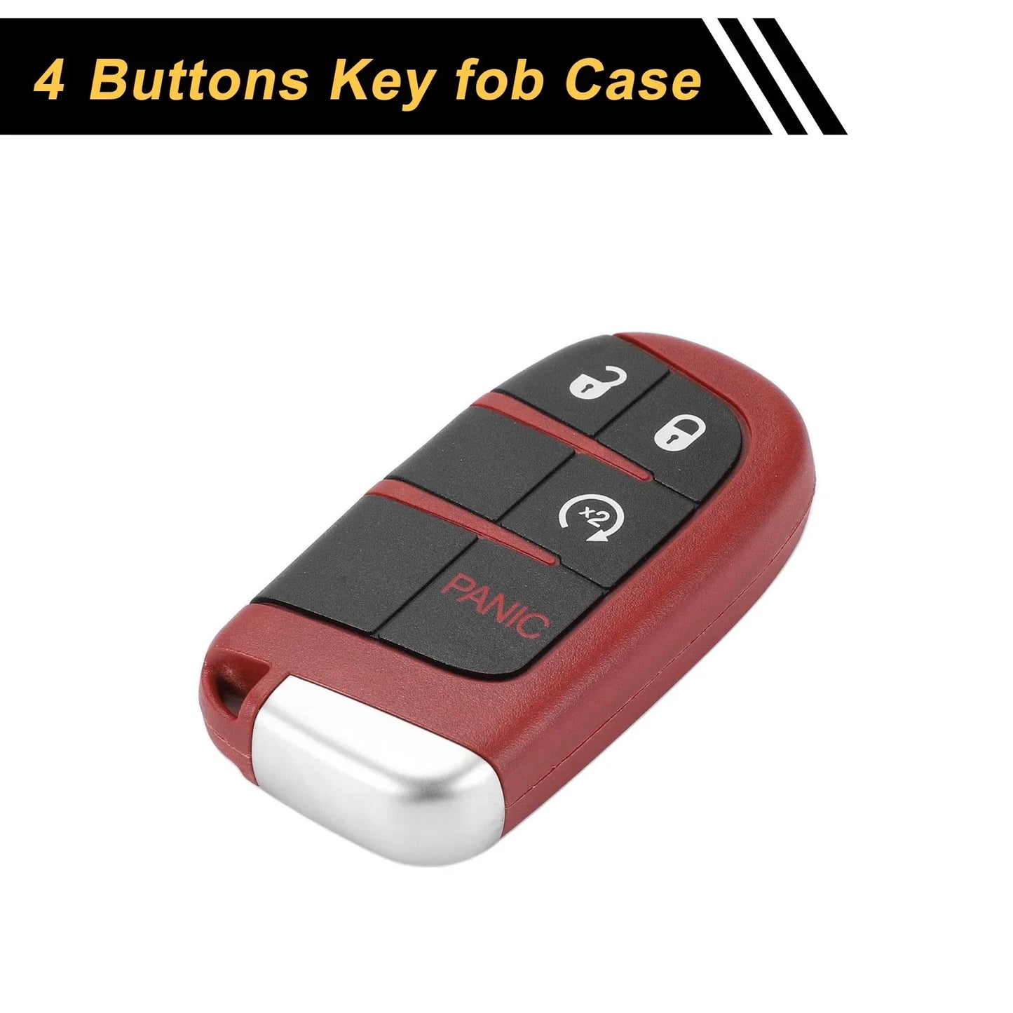 4 Button Key Fob Shell Case for Dodge Charger (2020) Black Red
