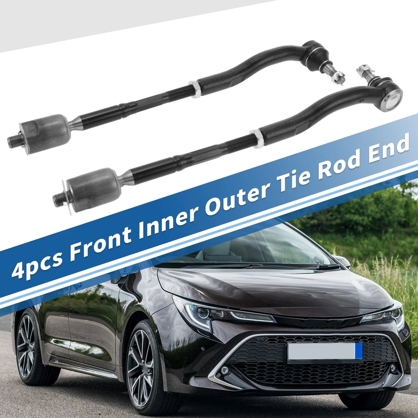 4pcs Front Inner Outer Tie Rod Ends for Toyota Solara (2004-2008)