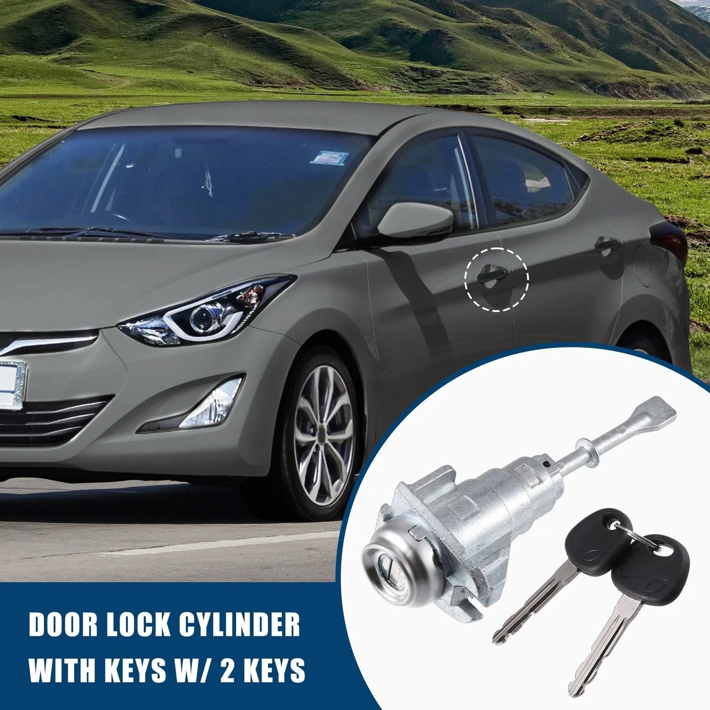 Front Left Door Lock Cylinder with 2 Keys for Hyundai Elantra (2006-2010)