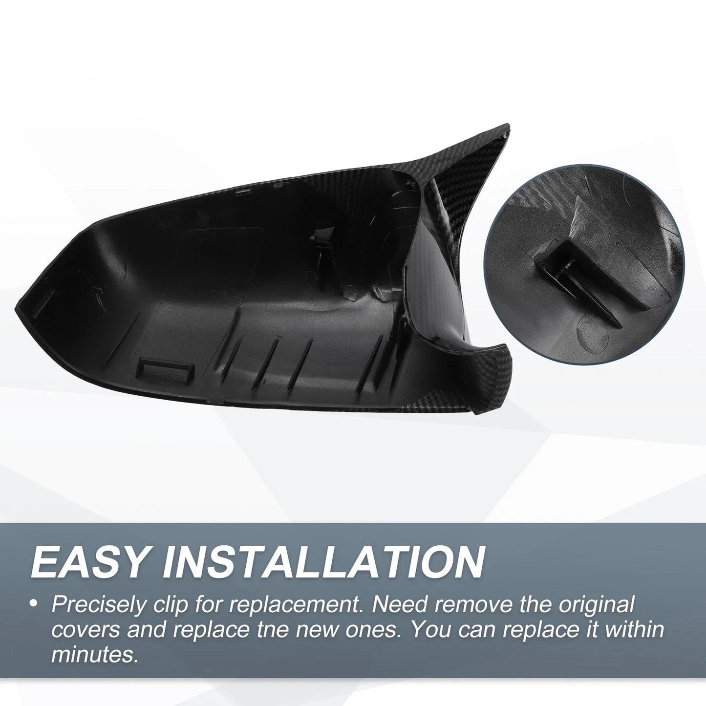 Rearview Mirror Cover Cap Black Carbon Fiber for BMW E60 E61 F10 F11 E63