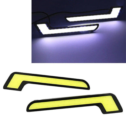 12V L Shape COB White LED Daytime Running Lights for Car (No Year Specified)