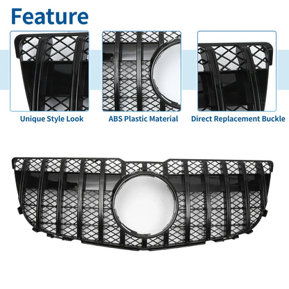 Front Upper Bumper Grille for Mercedes-Benz GLK300 (2013-2015) Gloss Black