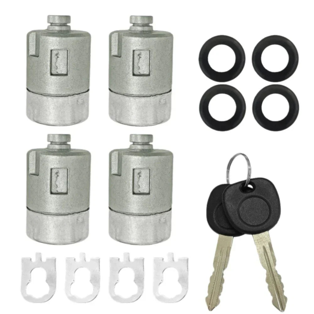 4 Pcs Door Lock Cylinder & 2 Keys for Chevrolet Express Savana 1500 2500 3500 (2003-2023)