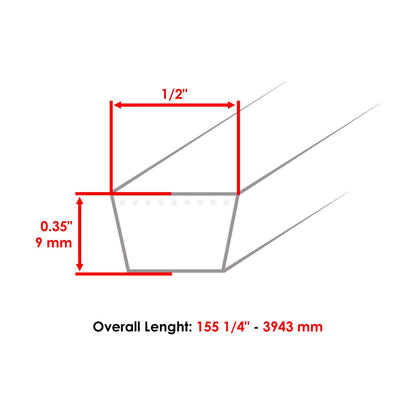 Deck Belt 50 Inch Replacement for Simplicity ZT2050 ZT3000 (2007–2018)