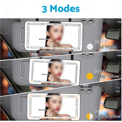 LED Light Car Sun Visor Makeup Mirror Set - Black