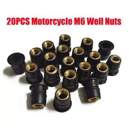 M6 Rubber Brass Well Nuts / Set of 20 / Well Nuts for Motorcycle Fairing