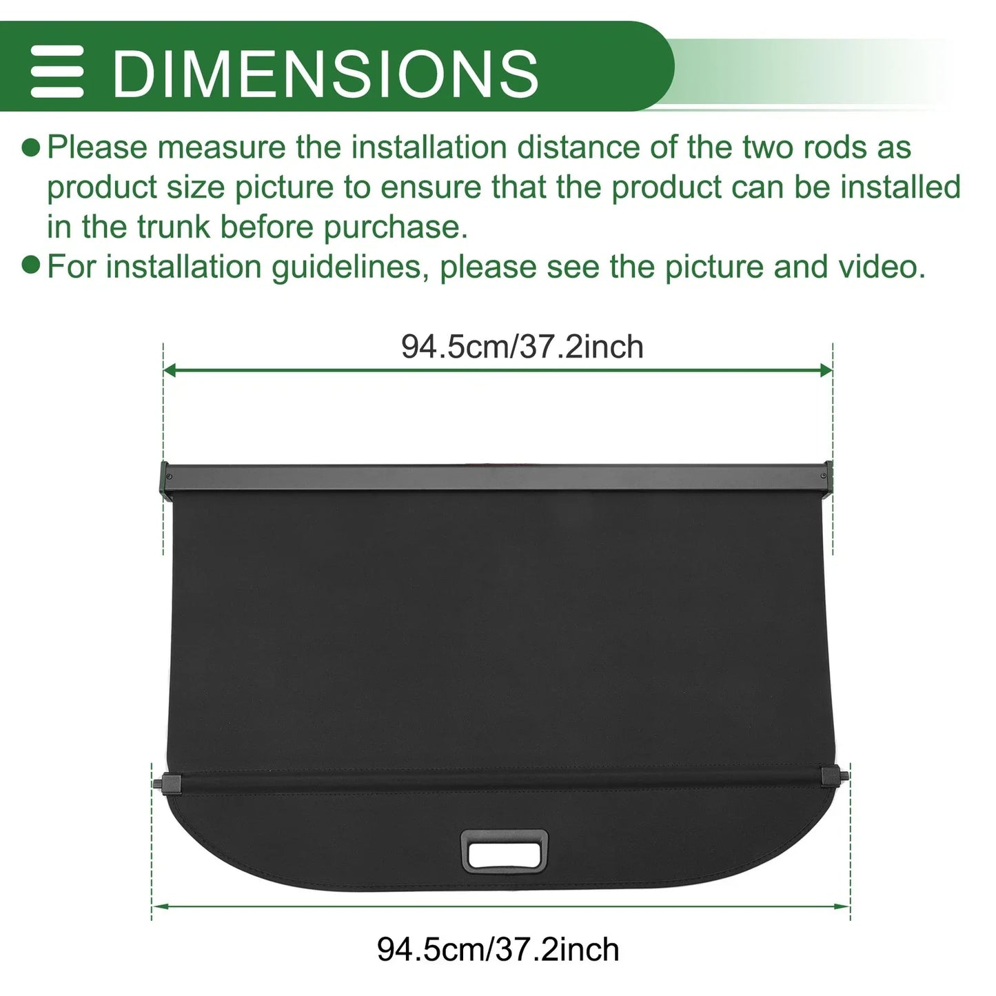 Car Trunk Retractable Cargo Cover for CHEVROLET Trax (2024-2025) Gloss Black