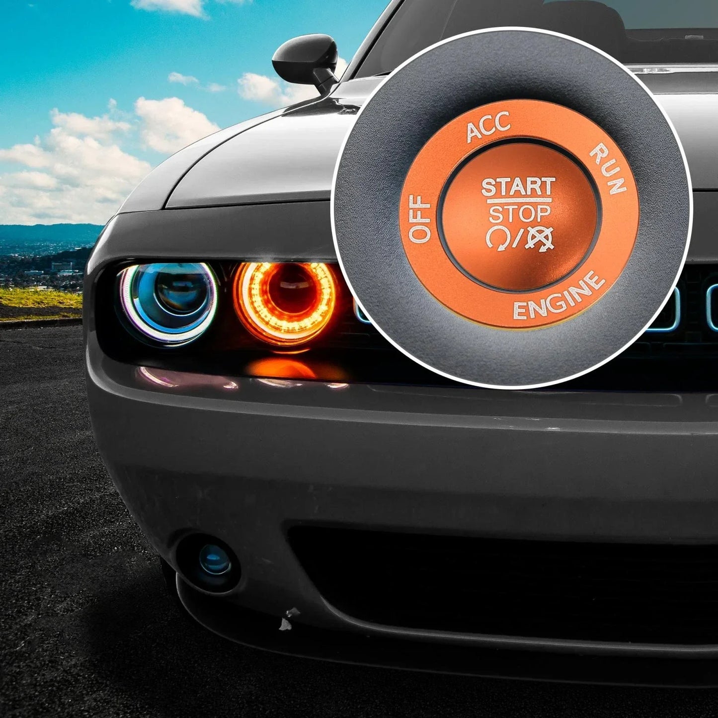 Engine Push Start Stop Button Cover Trim Kit for Dodge Charger Challenger (2015-2023)