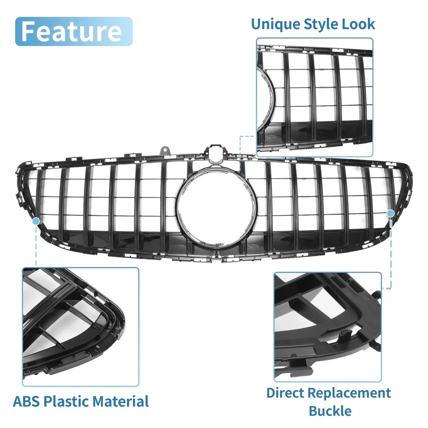 Front Upper Bumper Grille for Mercedes-Benz CLS400 2015-2018 Black Grille