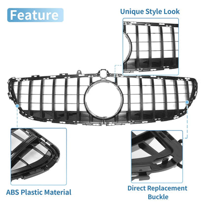 Front Upper Bumper Grille for Mercedes-Benz CLS400 2015-2018 Black Grille