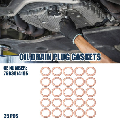 25 x Car Oil Drain Plug Gaskets 14mm ID for Mercedes-Benz A220 (2019-2023)