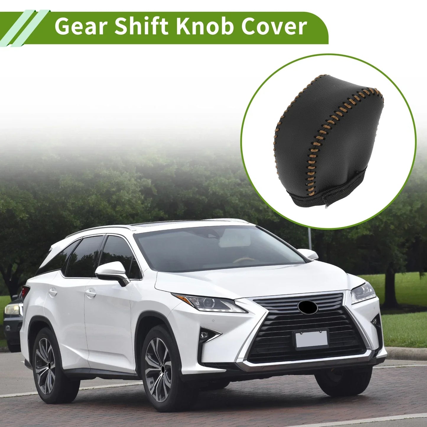 Gear Shift Knob Cover for Lexus NX250 2022-2023 Black Brown Faux Leather