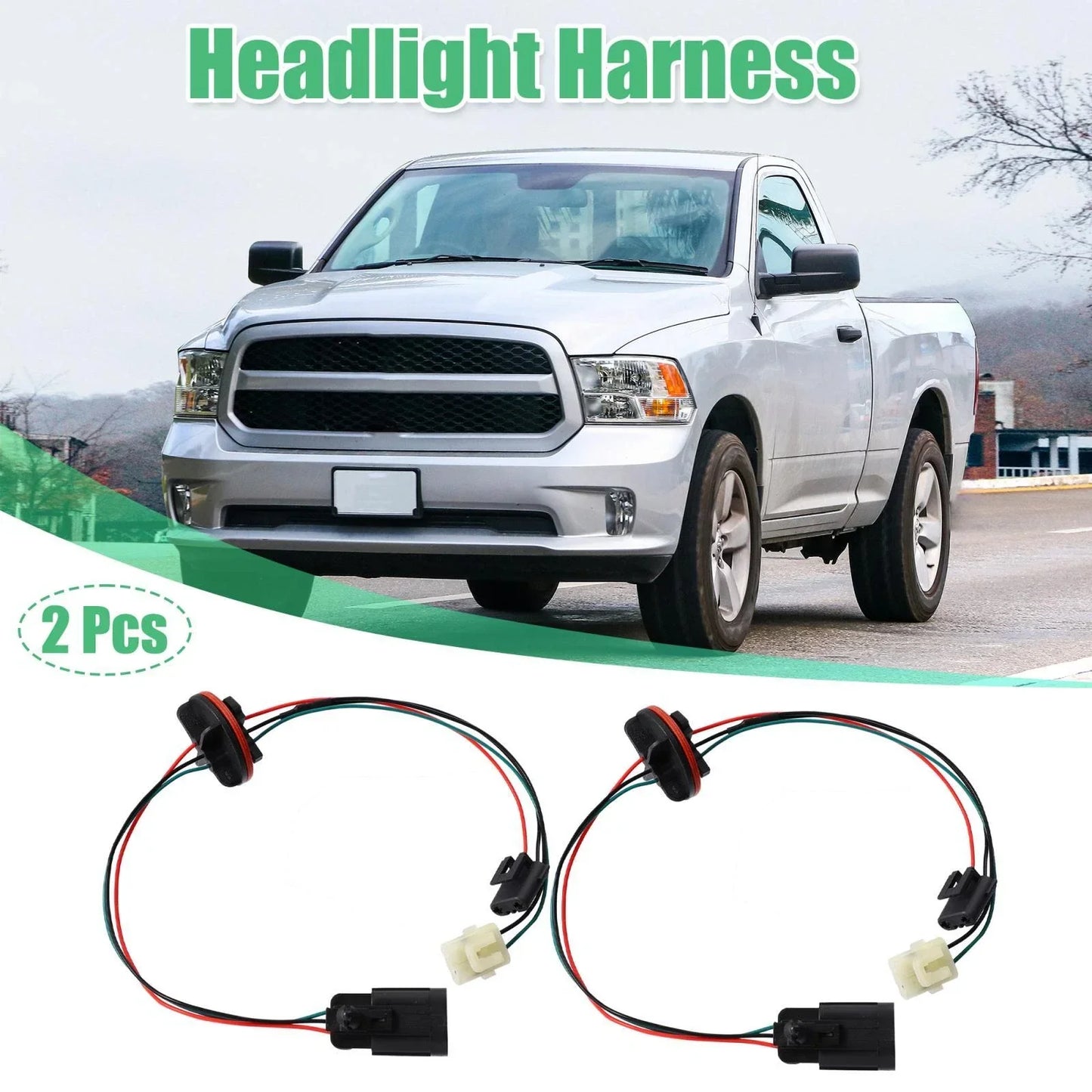 2 x Headlight Harness for Dodge Ram 1500 2500 3500 Quad Halogen (2002-2023)