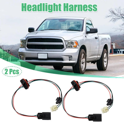 2 x Headlight Harness for Dodge Ram 1500 2500 3500 Quad Halogen (2002-2023)