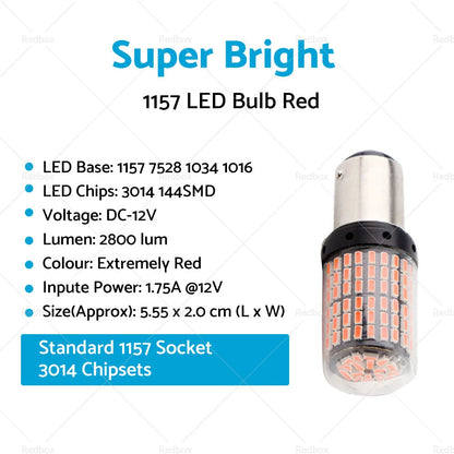 P21/5W BAY15D 1157 Red LED Brake Light Bulbs for Car (No Error)
