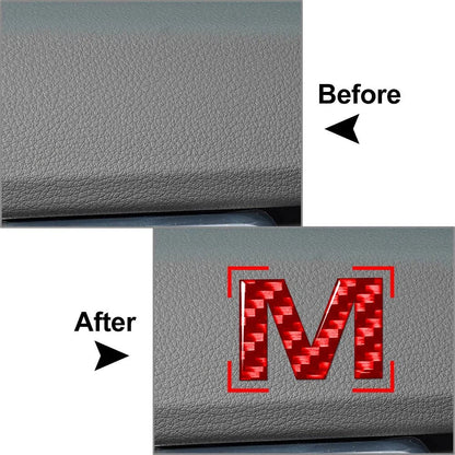 M Carbon Red Letter Decals Stickers for Car Badge Emblem