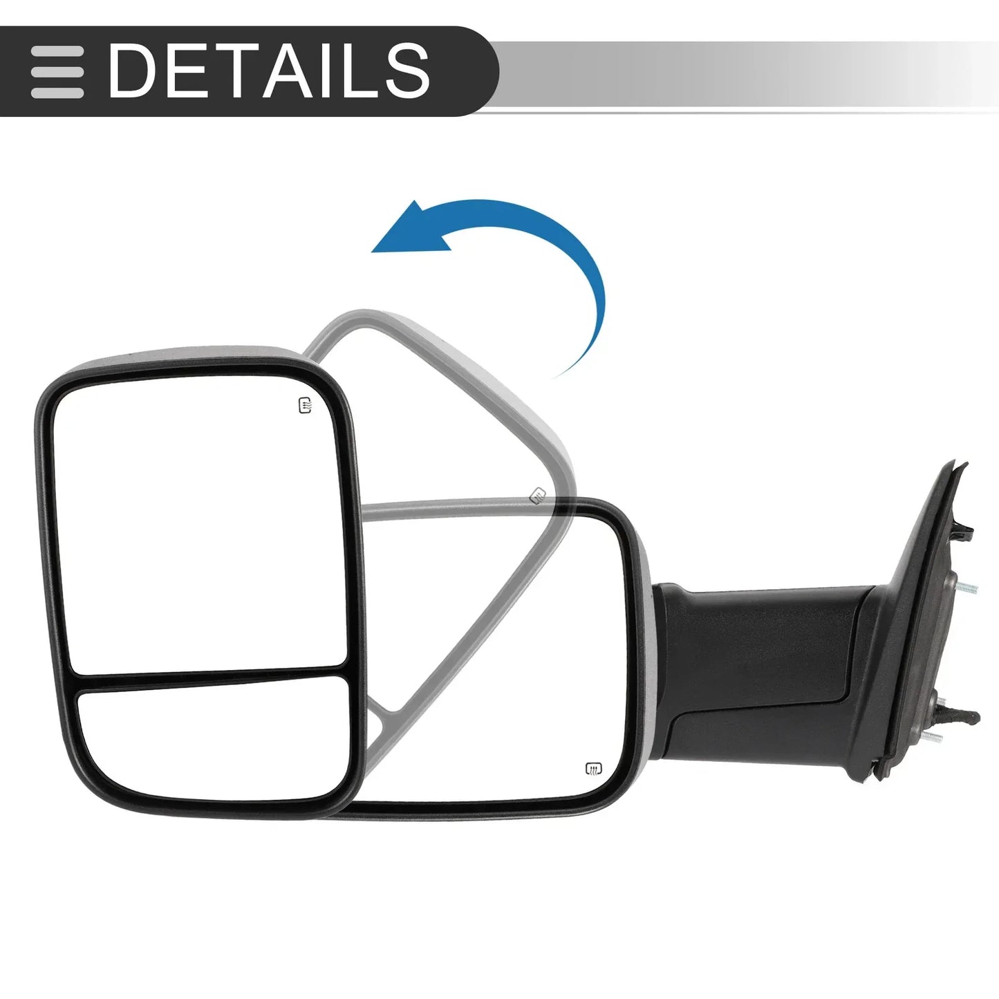 Tow Mirrors for Dodge Ram 1500 2013-2018 with Turn Signal Light - 1 Pair