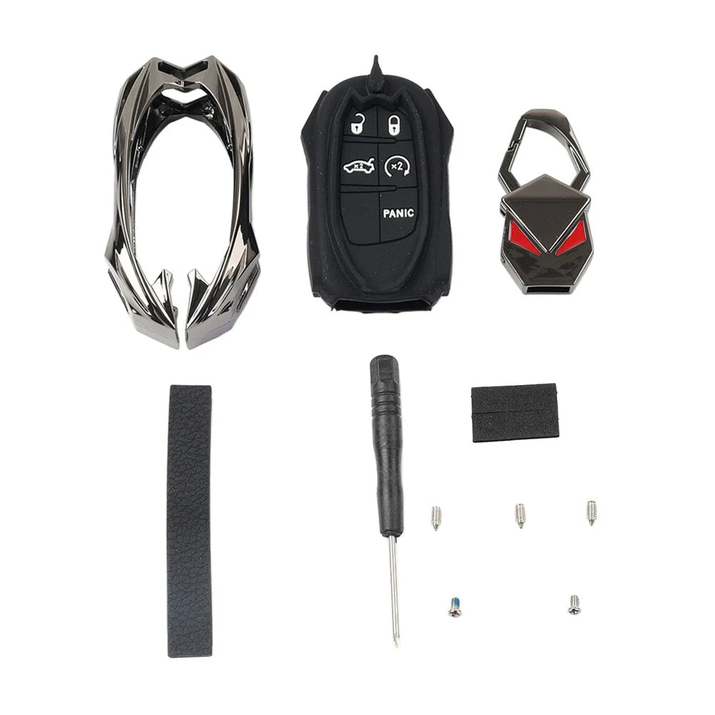 Black 5-Button Smart Key Fob Shell Cover for Dodge Challenger (2015-2023)