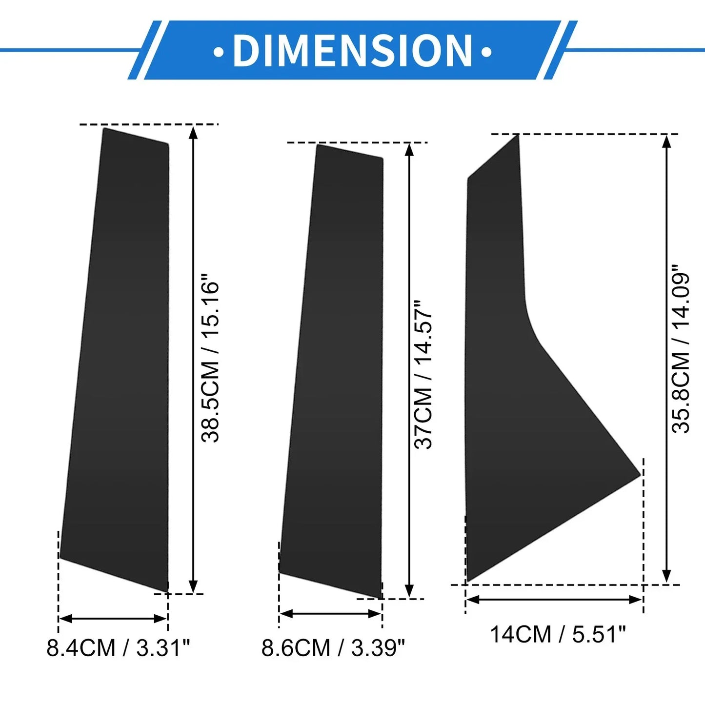 6 Pcs Black Door Pillar Window Trim for Hyundai Elantra (2021-2023)