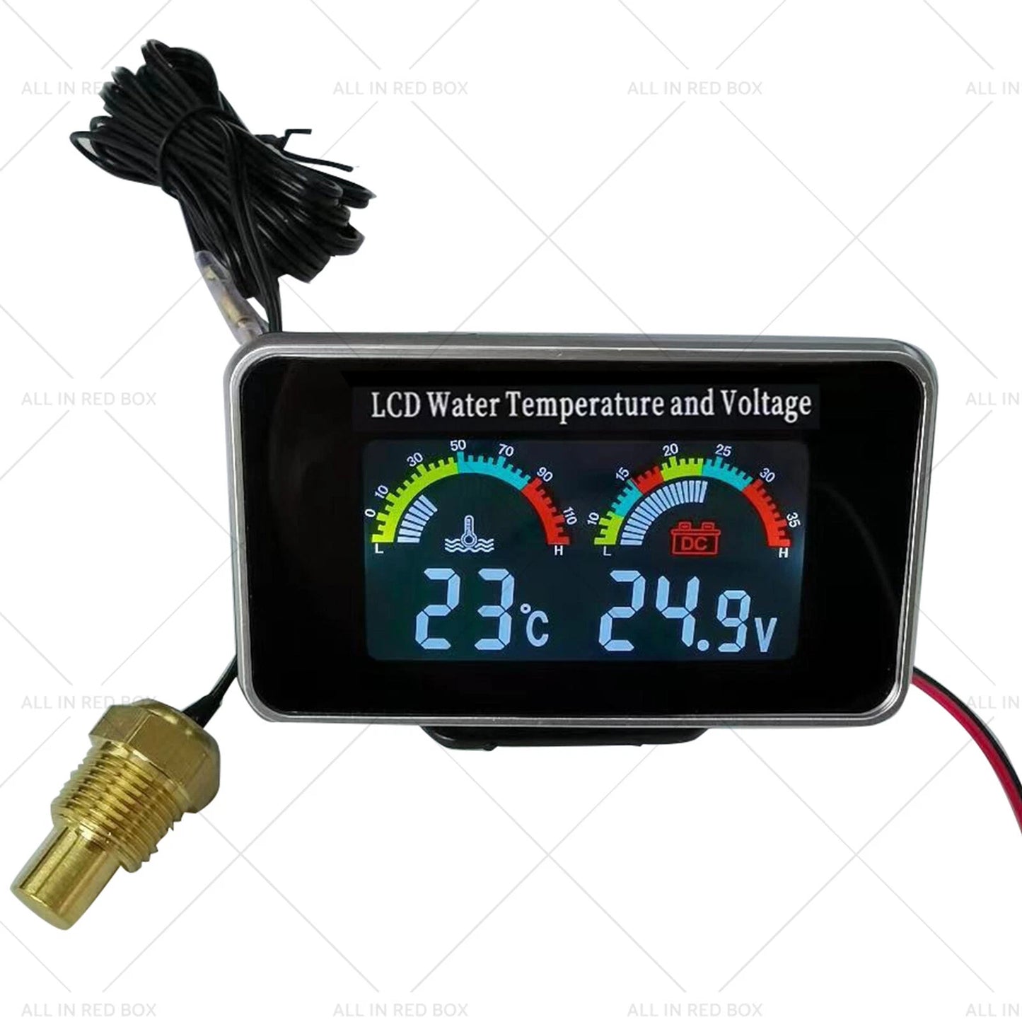 2-in-1 Digital LCD Water Temperature & Voltmeter Gauge for Car 12V/24V