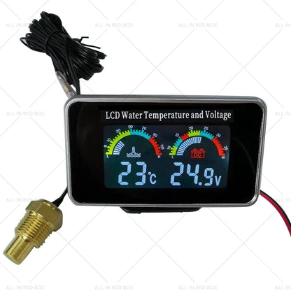 2-in-1 Digital LCD Water Temperature & Voltmeter Gauge for Car 12V/24V