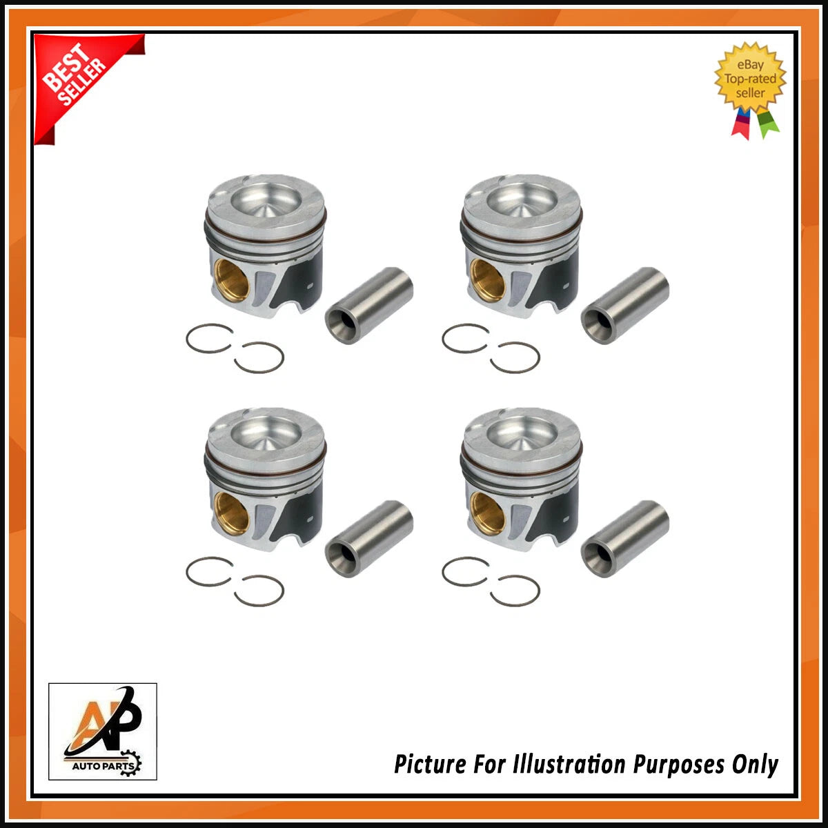 Engine Piston Set of 4 Standard Replacement for Mercedes-Benz OM651 (2005–2018)