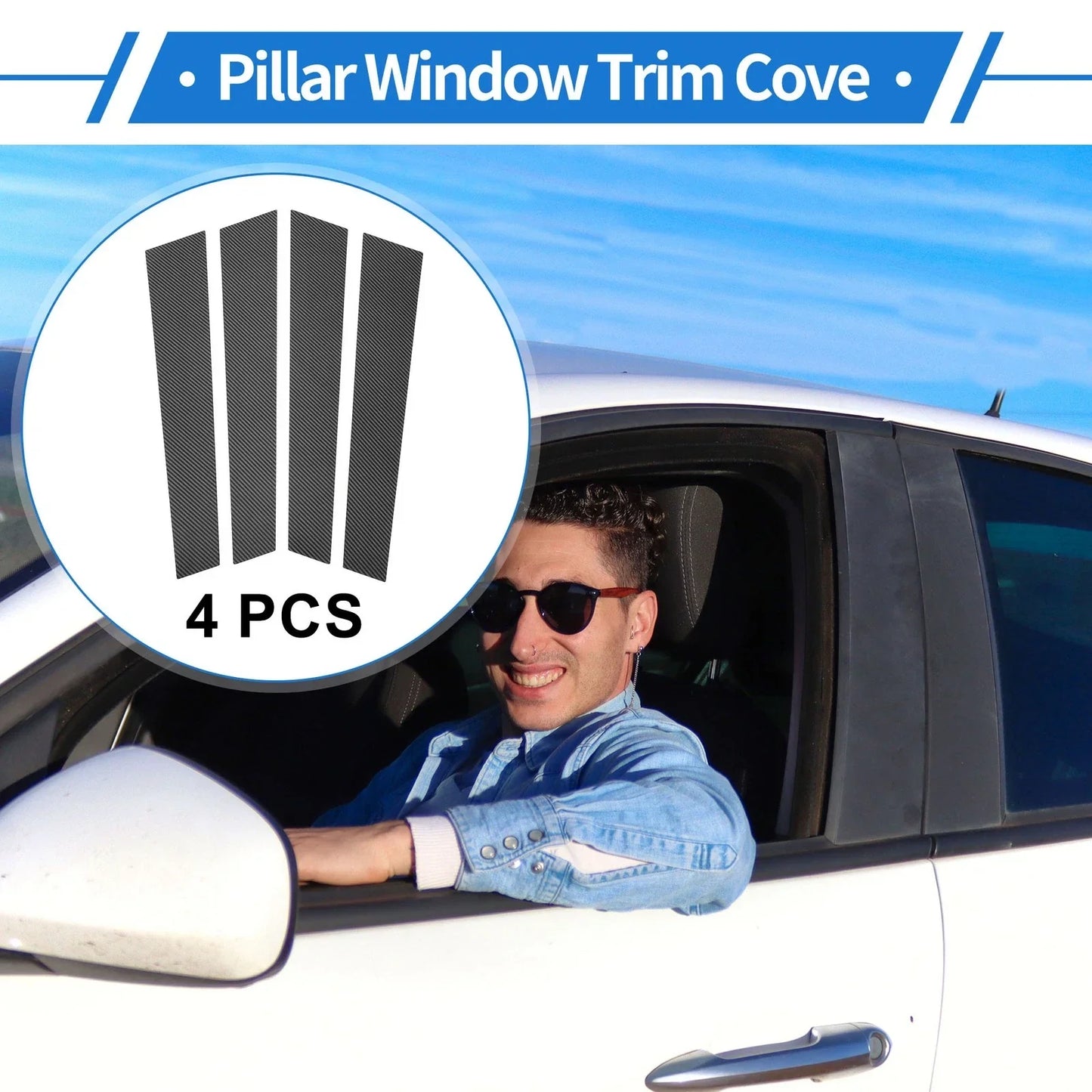 4 Pcs Door Pillar Window Trim for Porsche Panamera Carbon Fiber (2010-2023)