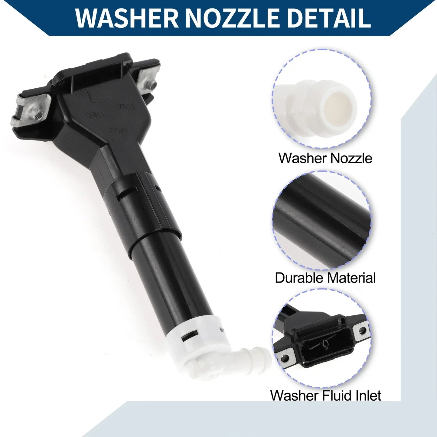Front Driver Side Headlight Washer Nozzle for Honda Civic (2005-2011) 1 x Black
