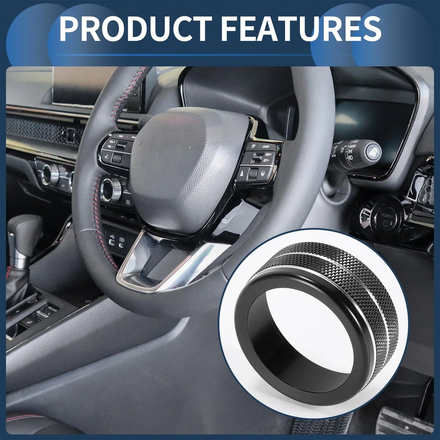 AC Media Volume Switch Knob Cover Ring for Honda CR-V (2023-2024) 3 x Pcs