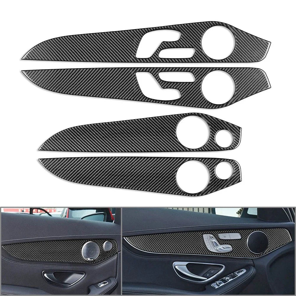 Carbon Fiber Black Interior Door Panel Cover Trim for GLC Class (2016-2021)