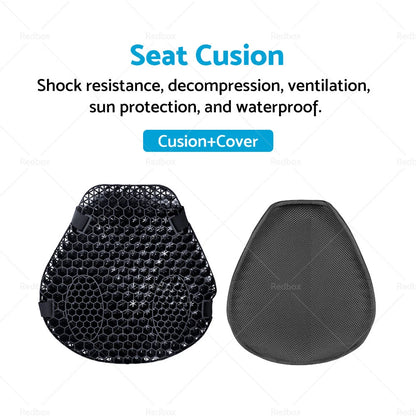 1x Motorcycle Gel Seat Cushion Pillow Pad Cover for Comfort