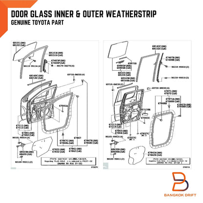 4DR Weatherstrip Inner Outer Glass Door Seal for Toyota Hilux Ute (05-14)