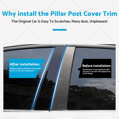 8x Black Pillar Post Covers for Hyundai Elantra Sedan (2017-2020)