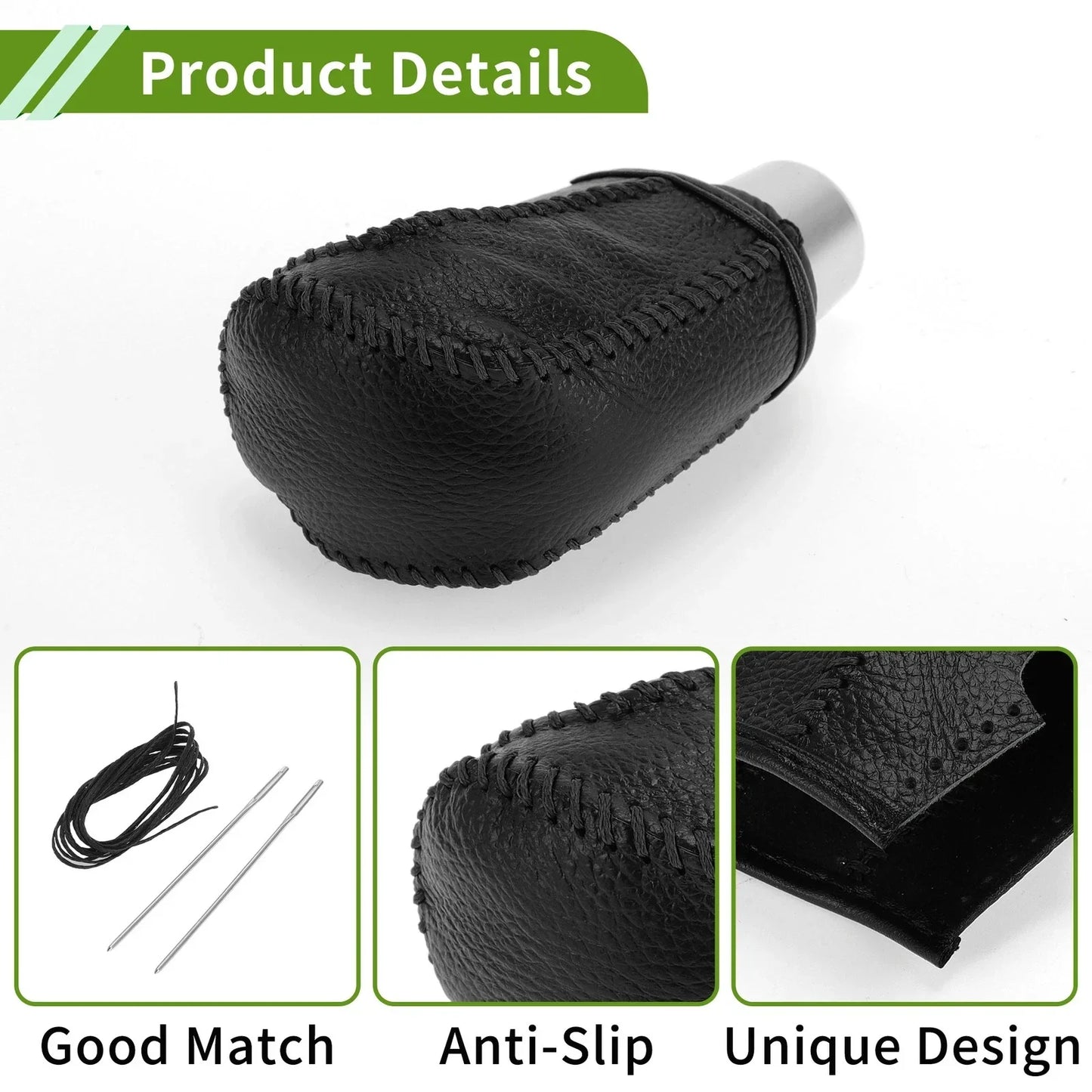 Gear Shift Knob Cover for Honda Civic 2016-2021 Pebbled Black Faux Leather