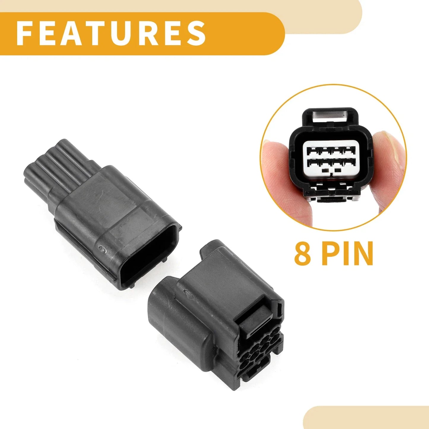 8 Pin Front Headlight Connector Plug for Honda - Male Female Wire Terminal