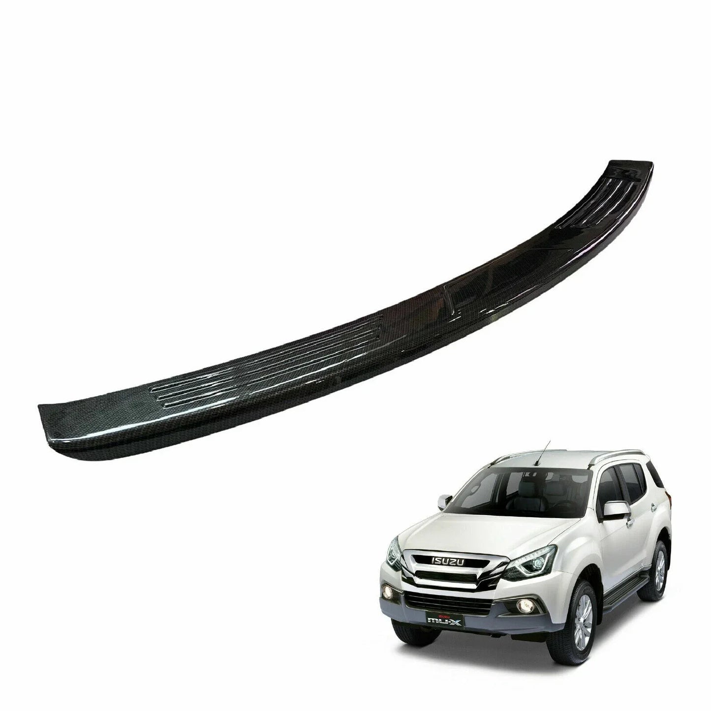 Carbon Fiber Black Rear Bumper Step Scuff Plate for Isuzu MUX (2017-2020)