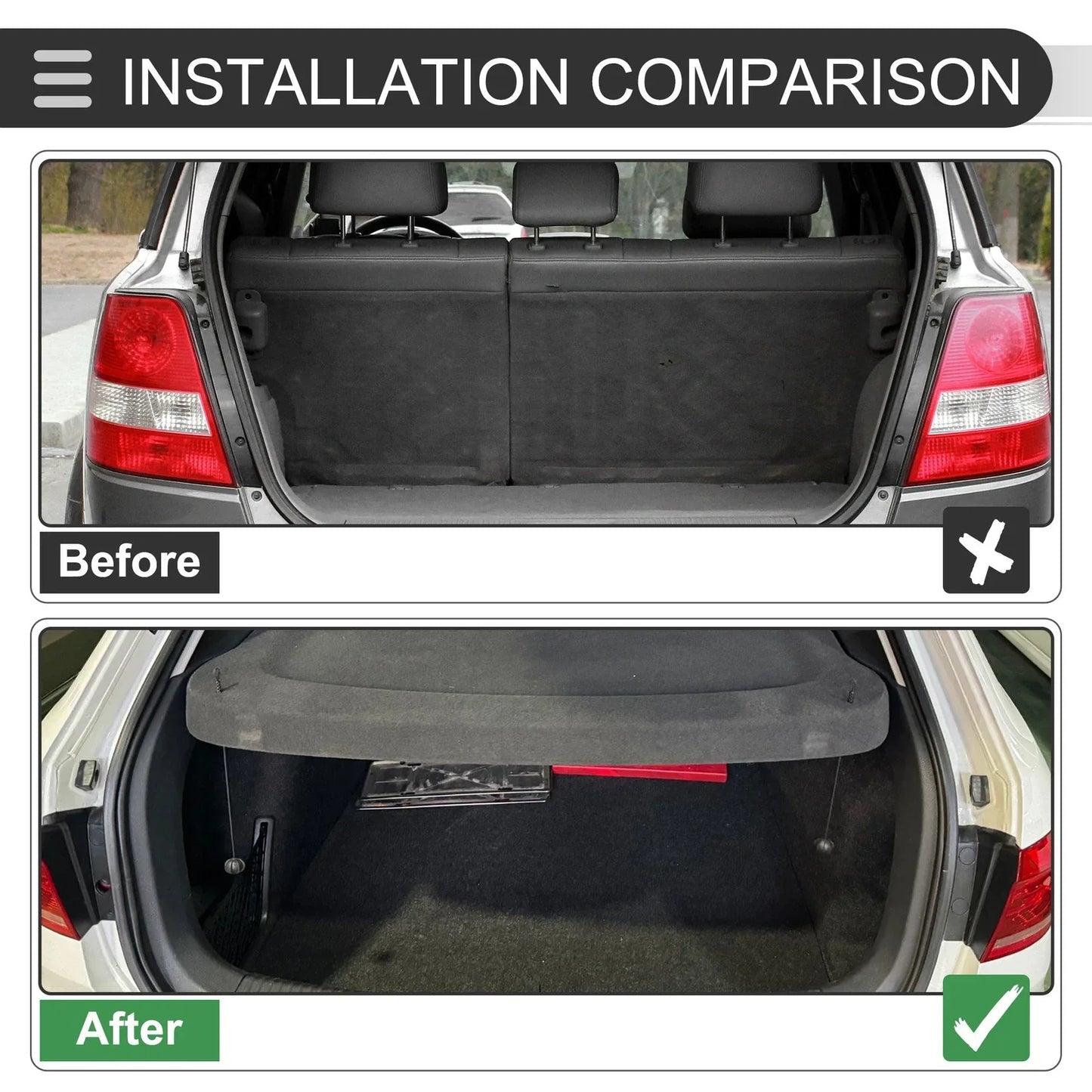 Rear Parcel Shelf Boot Load Cover for Honda Fit (2012-2013) Black