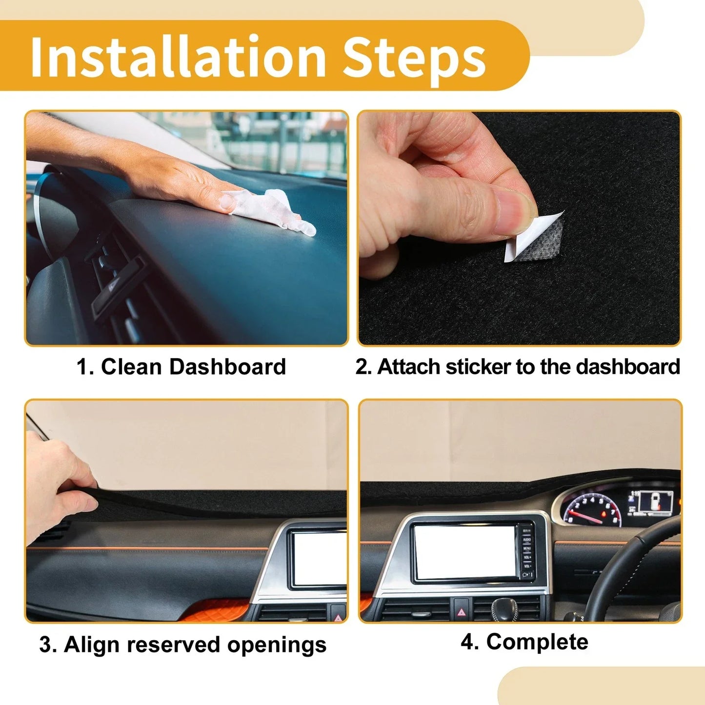 Dashboard Cover Mat for Mercedes-Benz Vito (2015-2020) - Black Carpet