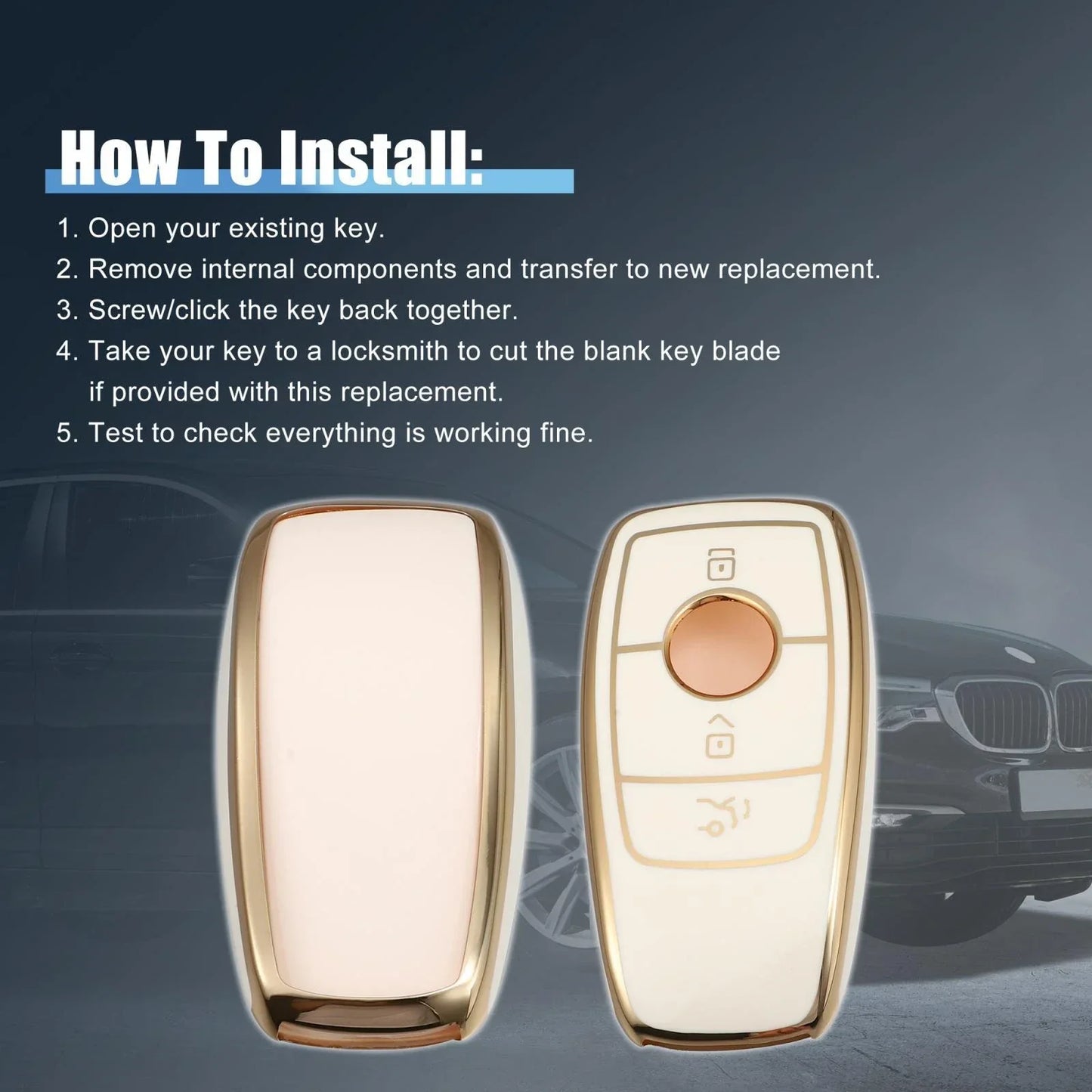 Silicone Smart Key Fob Case Cover for Mercedes-Benz A-Class (2019-2021) White