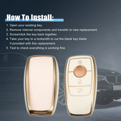 Silicone Smart Key Fob Case Cover for Mercedes-Benz A-Class (2019-2021) White