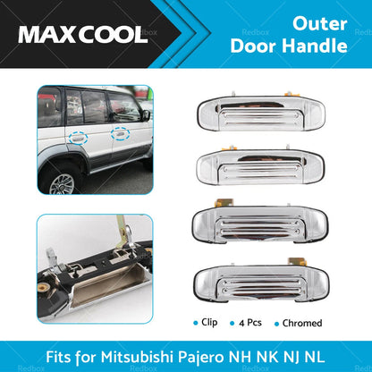 4 Pcs Chrome Outer Door Handle Clips for Mitsubishi Pajero (1991-2000)