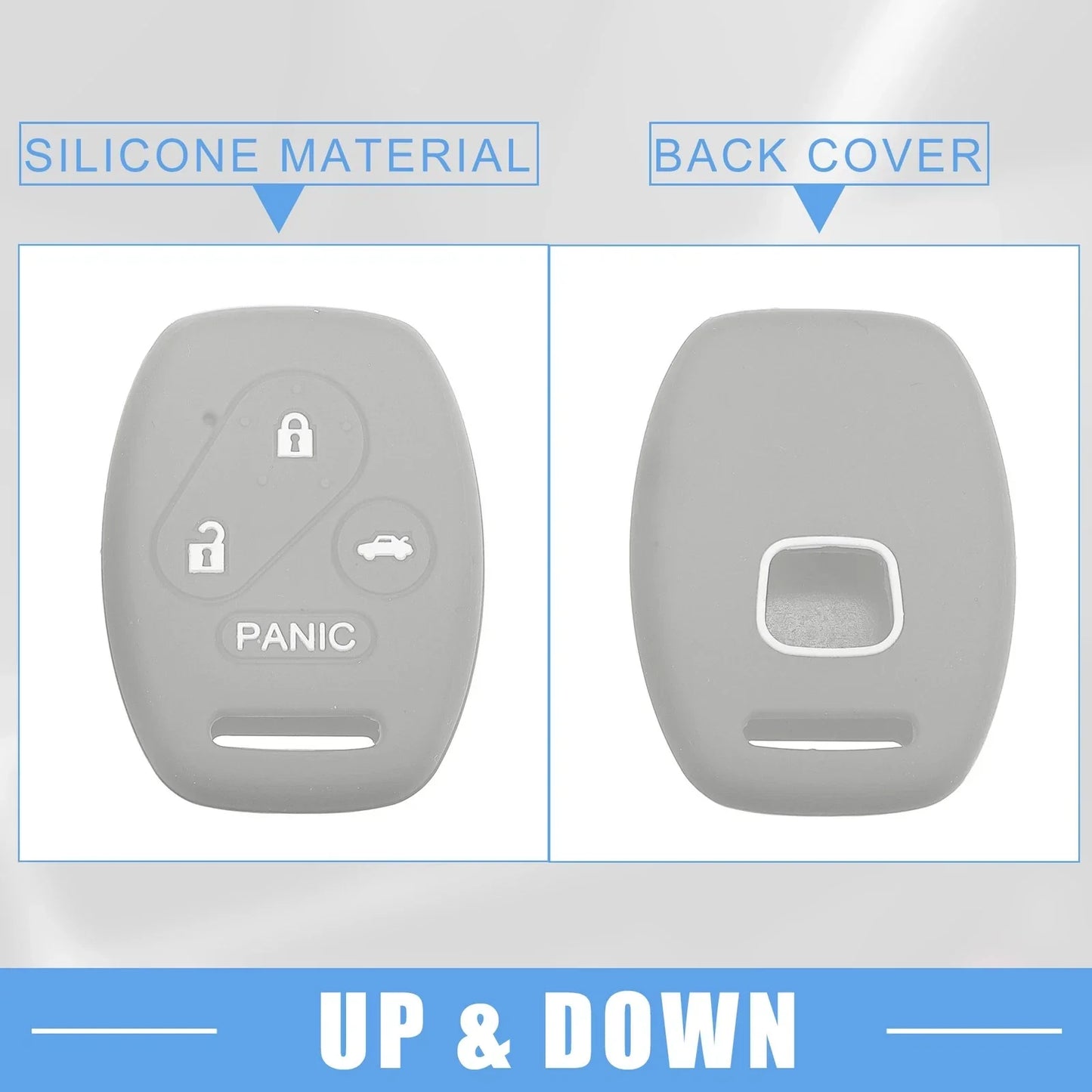 Smart Key Fob Cover for Honda Accord Civic CR-V Pilot Black Gray (2 x)