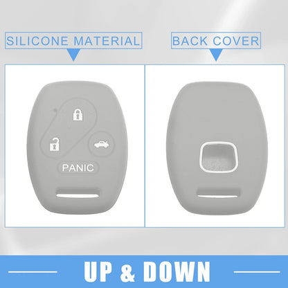 Smart Key Fob Cover for Honda Accord Civic CR-V Pilot Black Gray (2 x)