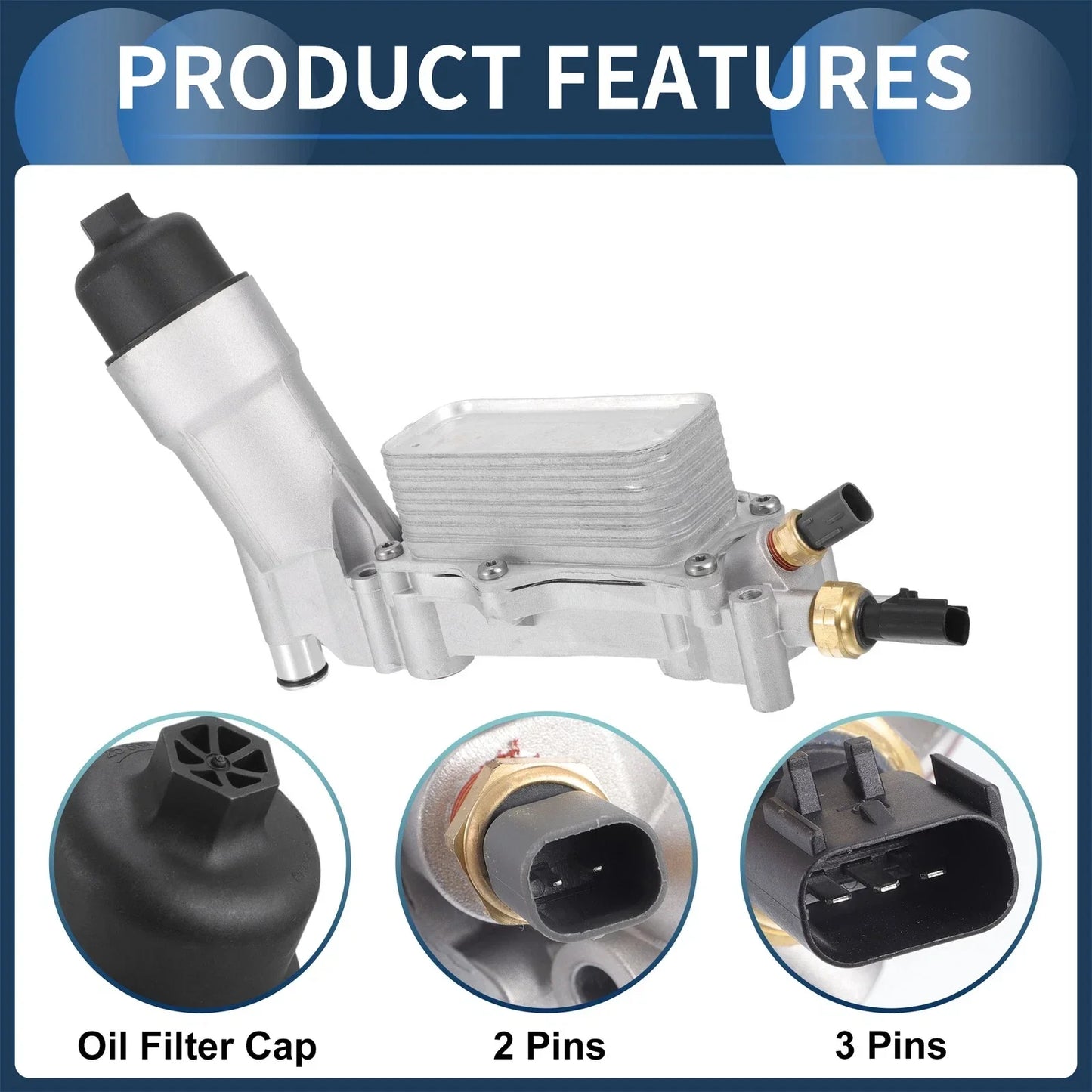 Engine Oil Cooler Filter Housing Set with Gaskets for Chrysler 200 (2011-2014)