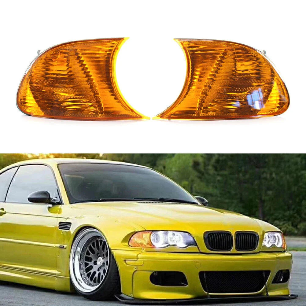 Front Turn Signal Lights with Yellow Lens for BMW E46 3-Series (2000-2001)